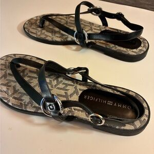 Tommy Hilfiger Black and Brown Women's Sandals